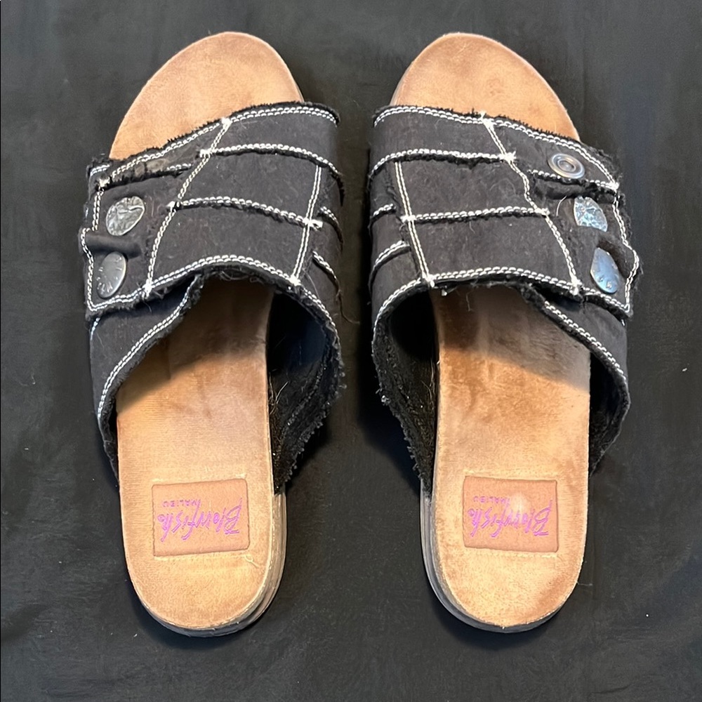 Blowfish Black Slides with Contrast Stitching